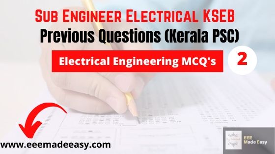 Sub Engineer Electrical KSEB Electrical Engineering MCQ's