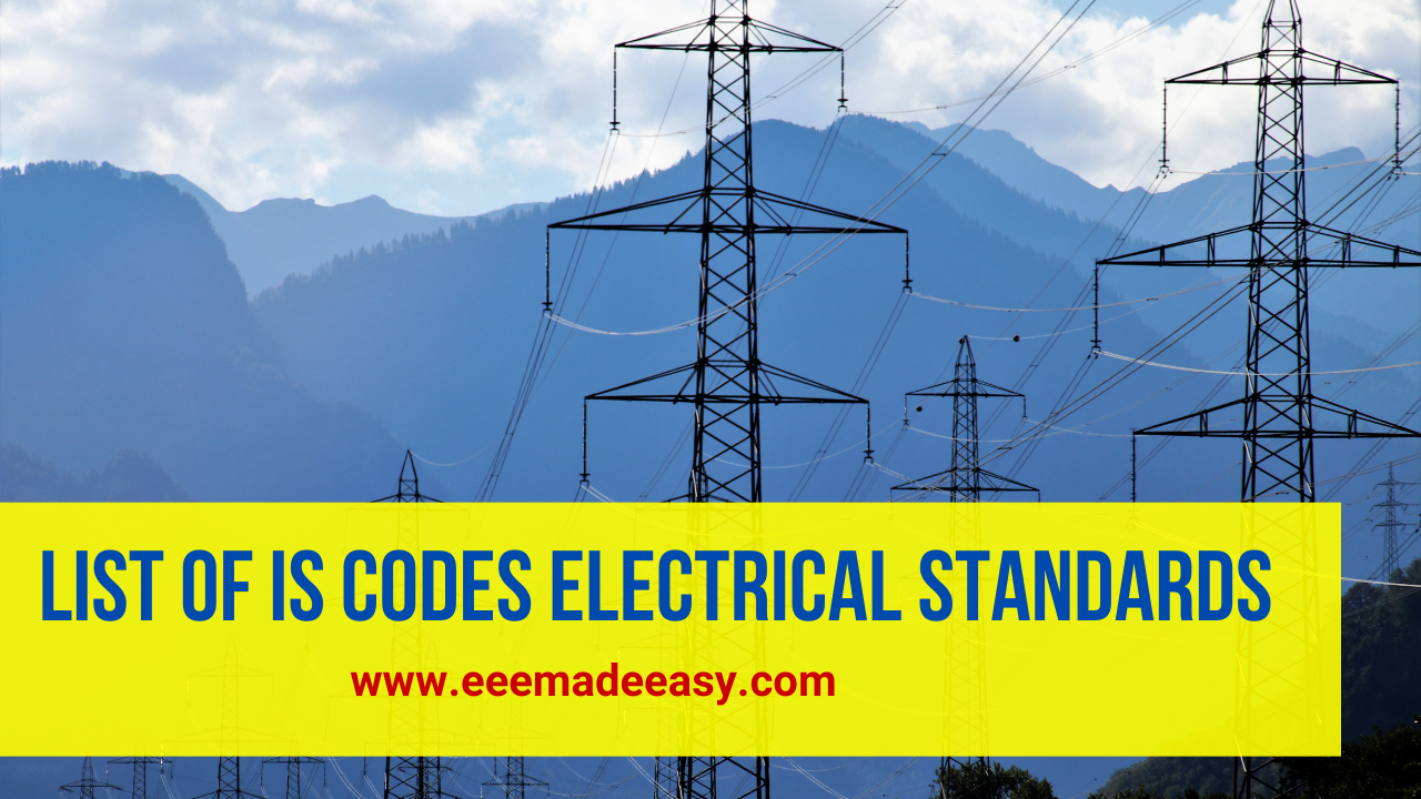 List of IS Codes Electrical standards