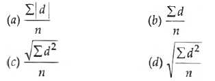 The mean deviation D in terms of deviations from
the mean value of n readings is