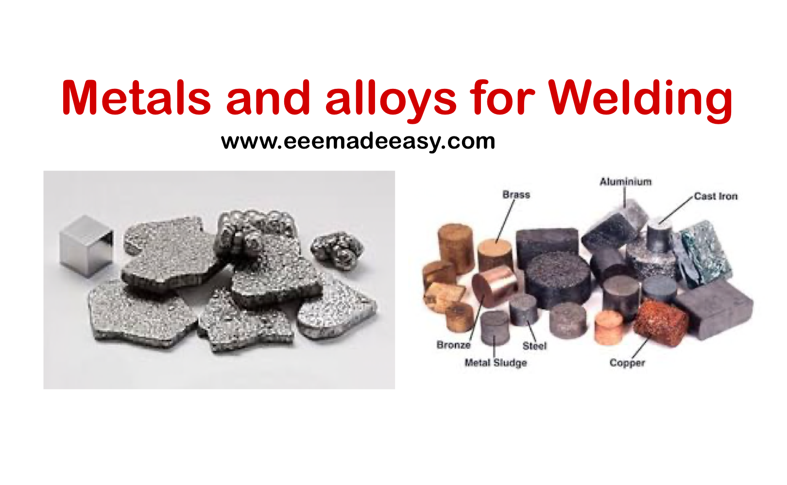 Metals and alloys for welding