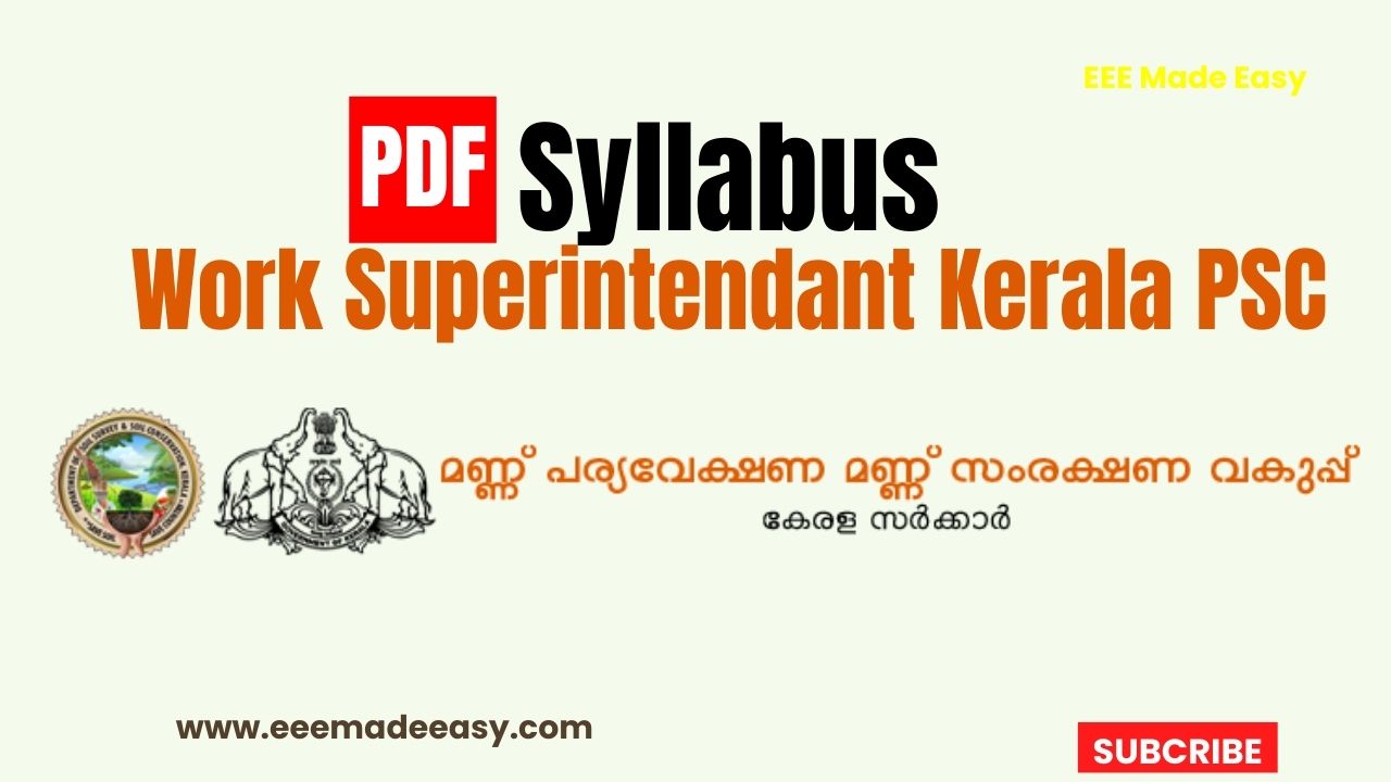 Syllabus Work Superintendant Kerala PSC
