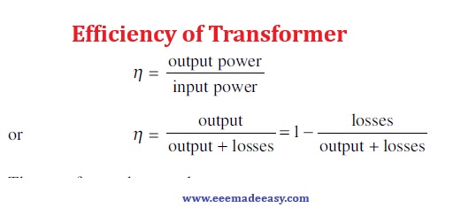 Efficiency of Transformer|Equation & Example – EEE Made Easy