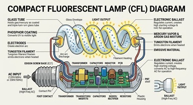 Technical Parts of a CFL Lamp