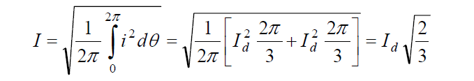  r.m.s. value of the
secondary current for an ideal commutation condition (zero overlap angle) 